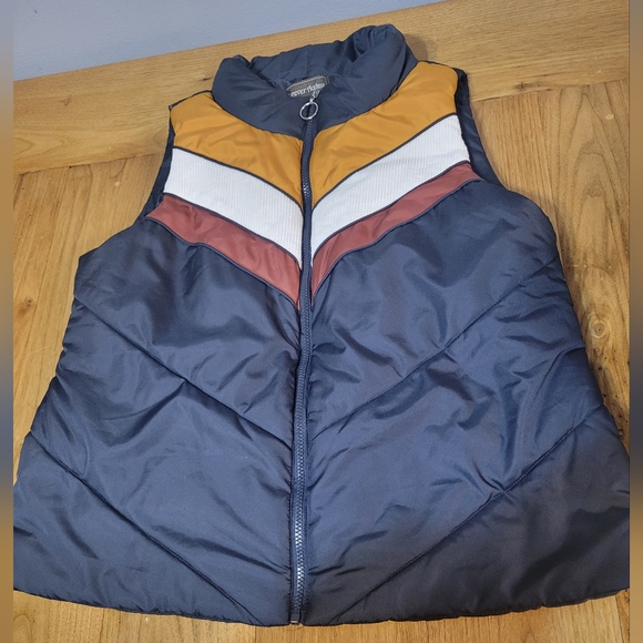 Forever Audrey women's size L navy zip-up vest with multi-colored front panels - Picture 6 of 10